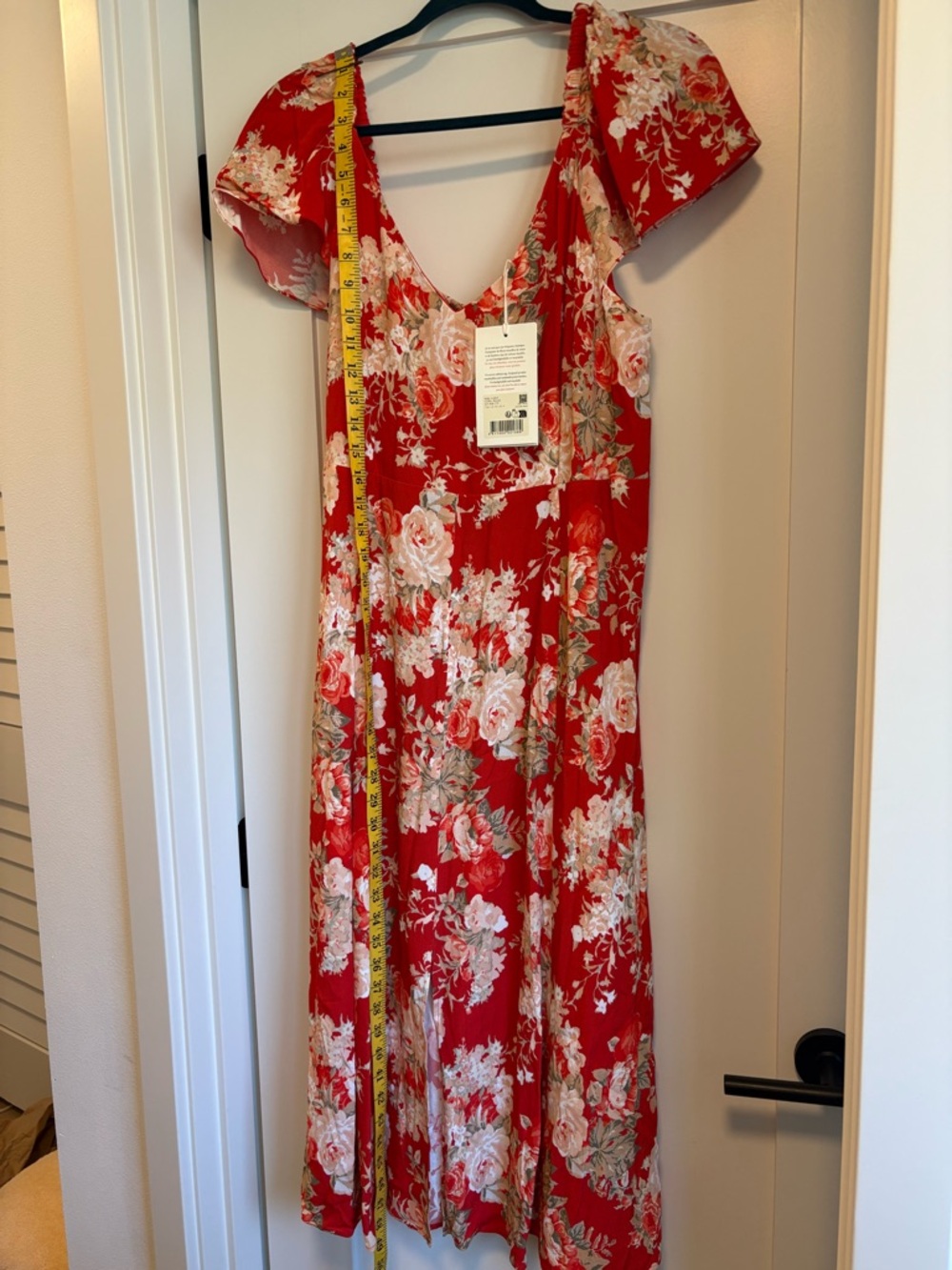 Sezane Alessia Dress Red Floral - Size 14 - Picture 5 of 9